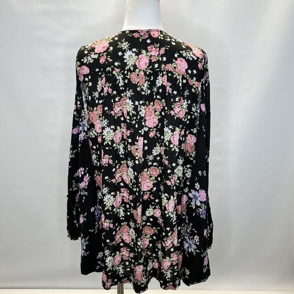 FREE PEOPLE Loretta Floral Printed Tunic Blouse with Frill Size Small Oversized - Picture 3 of 7